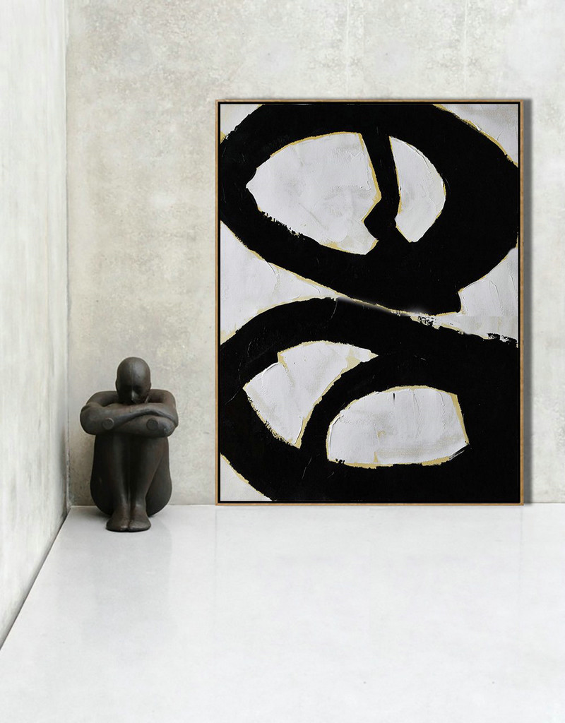 Handmade Large Contemporary Art,Minimalist Painting On Canvas, Palette Knife Vertical Minimal Art - Large Contemporary Painting